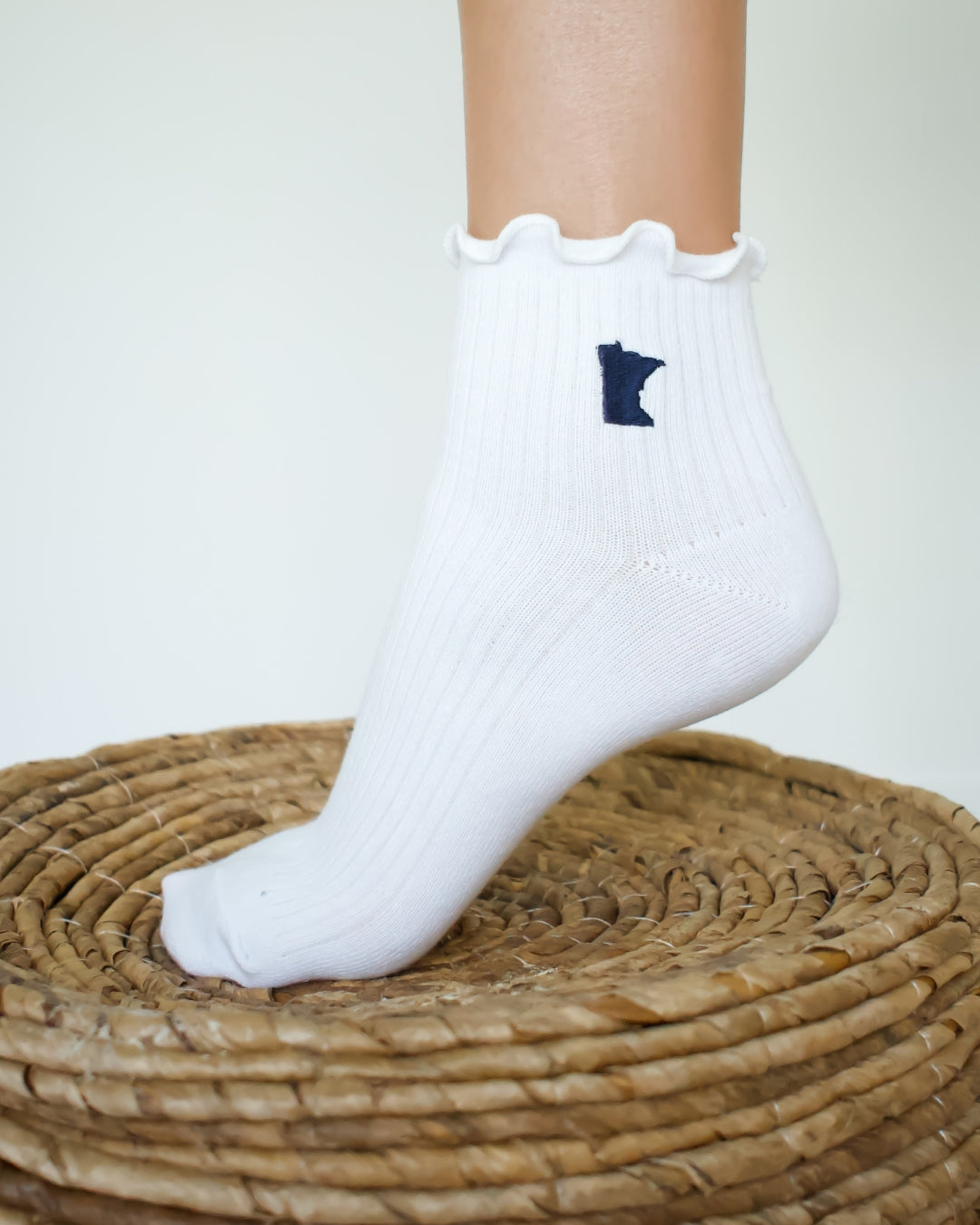 MN Embroidered Ruffle Sock