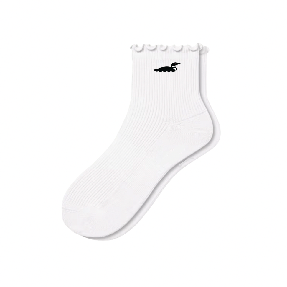 Loon Embroidered Ruffle Sock