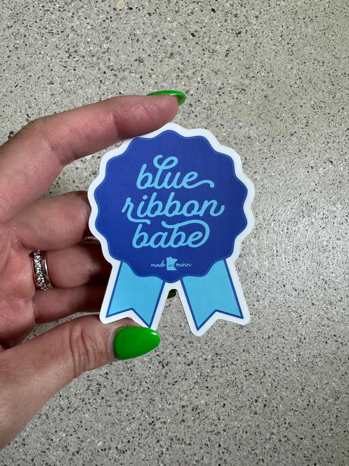 Blue Ribbon Babe Sticker – Made In Minn